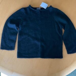 NWT Land's End Boxy Black Mohair Blend Sweater M
